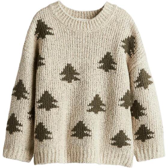 
HM children's clothing children's boys' sweater printed loose pullover round neck inner warm base sweater 1259679