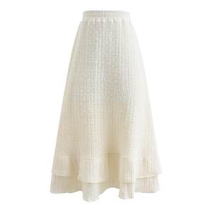 
Mori Girl Tribe Sweet Style Versatile Solid Color Knitted A-Line Skirt 2025 New Autumn Plus Velvet High Waist Skirt for Women