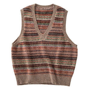 SOARIN British retro Fair Isle sweater vest men's ethnic style layered warm pullover jacquard knitted vest