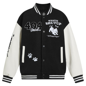 
404MOB cute plush puppy embroidered 2025 baseball uniform jacket for men and women American loose college design jacket