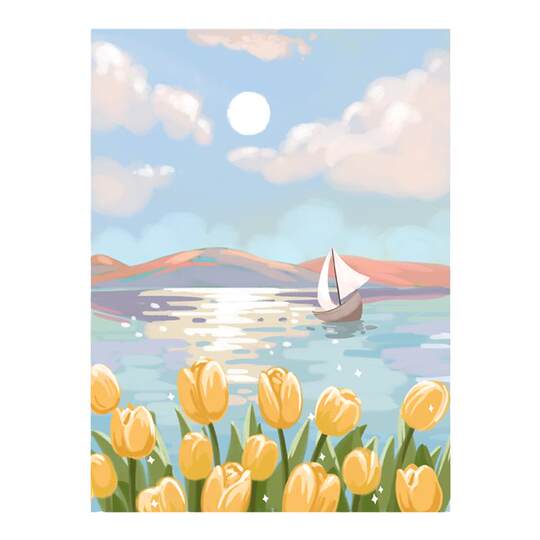 Tulip Digital Oil Painting DIY Kit - Rabbit and Flower Landscape Custom ...