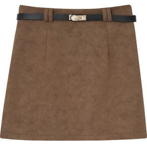 
Retro suede high-waisted skirt for women, simple, versatile, slim-fitting butt-covering skirt, anti-exposure lining, slimming short skirt, autumn