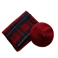 Wool Scarf Beret Hat New Year's Day Spring Autumn Winter Two-piece Set Women's Christmas New Year Gift Red Versatile Plaid