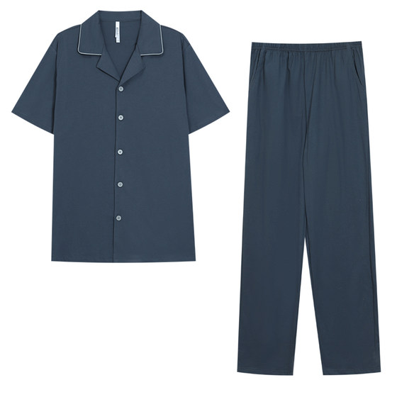 
Red bean spring and summer men and women's pajamas set cotton short-sleeved trousers couple pure cotton pajamas set home clothing set