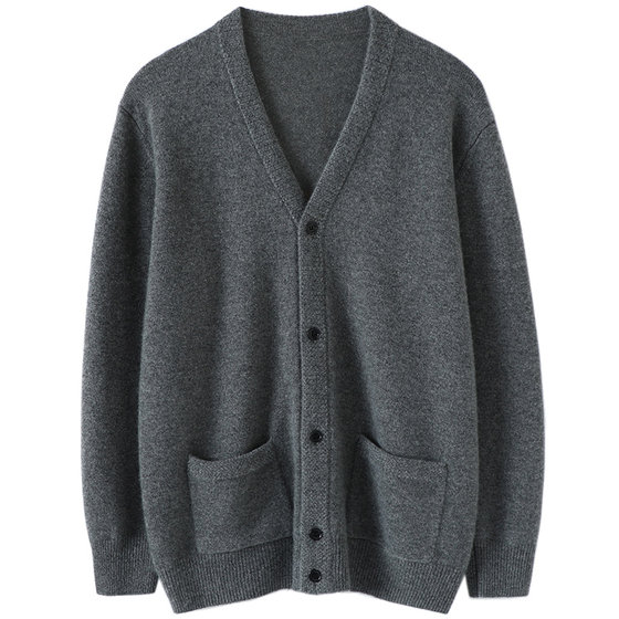 Rare men's temperament! Thicker V -neck men's cashmere cardigan pure cashmere sweater men's sweater coat