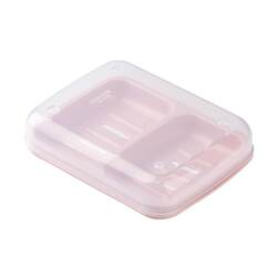 Camellia double-compartment household soap dish with lid and holder