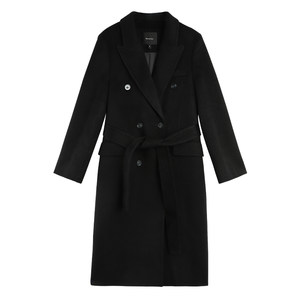 
Maven Lin wool 100% double-sided cashmere coat for women's mid-length tweed coat belt slim wool