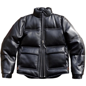 
Retro Men's Winter Black Sheepskin Genuine Leather Down Jacket Duck Down Casual Short Stand Collar Warmth