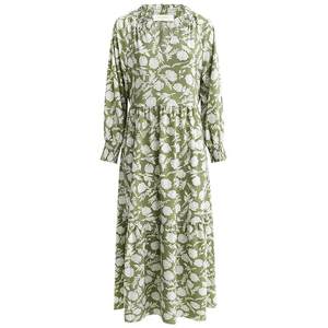 COCOBELLA rustic vacation chiffon dress women's high waist plant printed long skirt tea break skirt FR113