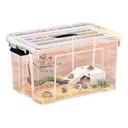 Crab turtle feeding box transparent feeding tank with lid