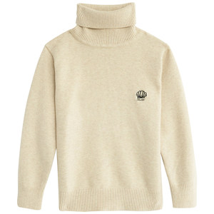 
Children's sweater pure cotton autumn and winter boys and girls college style turtleneck plus velvet thickened knitted base sweater sweater