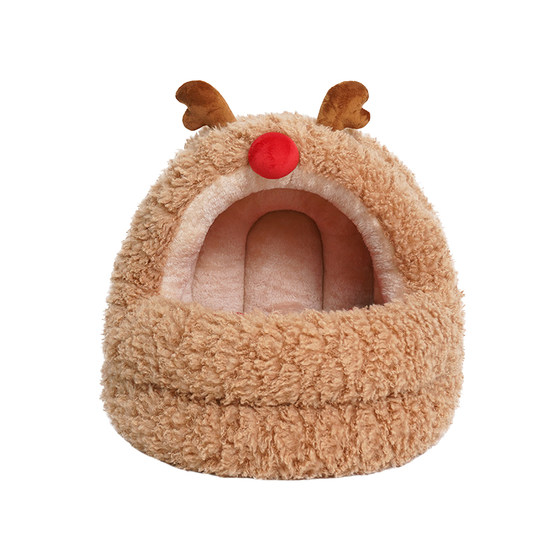 Yuanzhang Meow 丨 Zeze Christmas Elk Cat Nest Mongolian Bao Cat Drilling Cat Cat Semi -closed Pet Cat Products