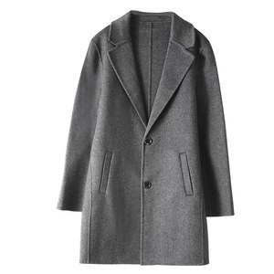 100%pure wool woolen coat men's medium long suit collar autumn and winter new business casual double -sided cashmere coat