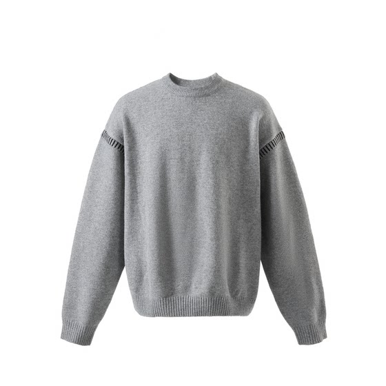 
Men's American pullover sweater men's autumn and winter round neck loose warm sweater simple solid color couple style sweater