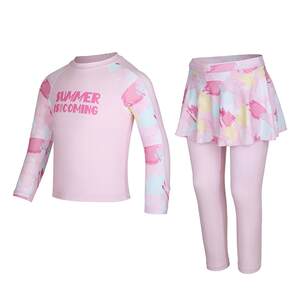 
B.Duck children's swimsuit girls split long sleeves trousers medium and big children's new sun protection professional baby swimming suit