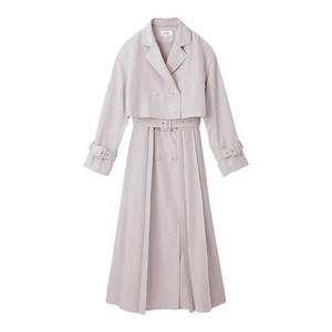 
SNIDEL spring and summer style double-breasted belt white windbreaker coat vest two-piece set SWFC231060