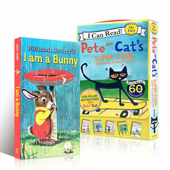 英文原版6册合售 I Am a Bunny我是一只兔子+I Can Read my first 皮特猫 0-3岁幼儿英语廖彩杏/汪培珽书单推荐绘本