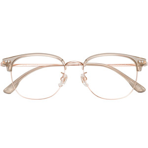 
Brown half-rim glasses frame for short-sighted women with Korean-style plain face, ultra-lightweight pure titanium anti-blue light frames for round faces