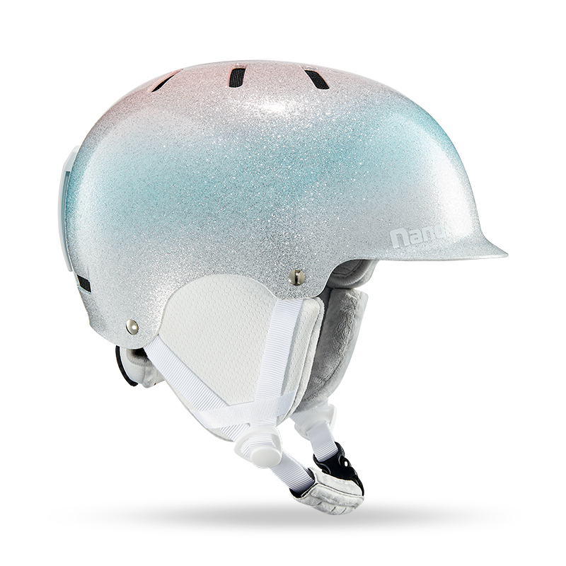 NANDN 南恩 帽檐滑雪头盔单板滑雪装备男女保暖镭射渐变电镀银雪盔新NT31