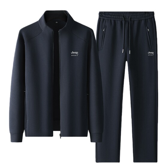 
Jeep fleece sports suit for men in winter middle-aged dad men's running thickened warm casual sportswear for men