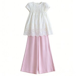 
Maternity fashion suit 2026 summer new style short-sleeved loose outer wear solid color top wide-leg skirt pants women's two-piece set