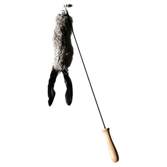
Rabbit fur retractable cat stick long pole replacement head kitten toy interactive to relieve boredom and consume energy and bite resistance pet supplies