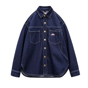 
Madden American retro lapel denim shirt jacket loose long-sleeved shirt jacket tops women's spring