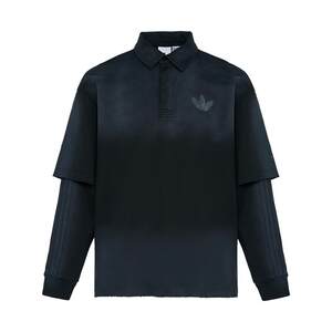 
Fake two-piece pure cotton versatile fashion loose sports long-sleeved POLO shirt men's adidas Adidas clover