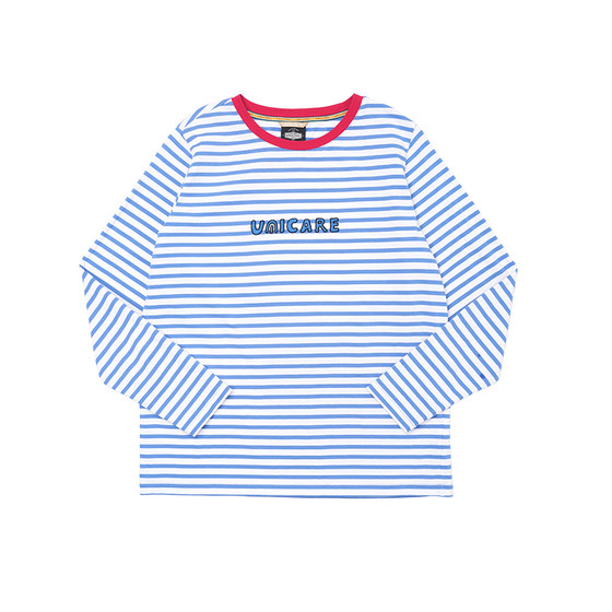 
UNICARE Sun Yimeng joint round neck contrast color long-sleeved striped T-shirt outdoor sports leisure comfortable top 2026