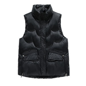 
Down cotton vest for women 2025 autumn and winter new shiny vest coat middle-aged and elderly stand-up collar large size waistcoat cotton coat
