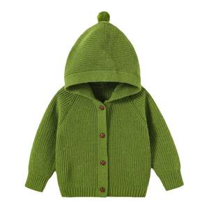
Yantaijia Korean version baby sweater spring children's knitted cardigan hooded coat boys fashionable autumn and winter green