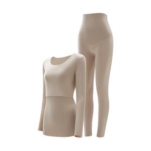 
October Crystal Pregnant Women Autumn Clothing Pregnancy Muscle Warm Leather Clothing Breastfeeding Antibacterial Warm Underwear Set Women's Bottoming Shirt Winter