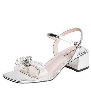 
Tianmeiyi Fairy Feng Shui Rhinestone One-Strip Thick Heel Sandals Women's Summer New High Heel Fashion Sandals BD191BT2