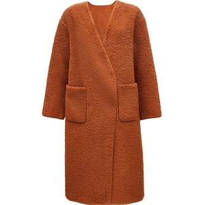 
Vero Moda Exole Thick Jacket for Women in Autumn and Winter Clearance V-neck Long Loose Velvet Thick Temperature Coat Trendy