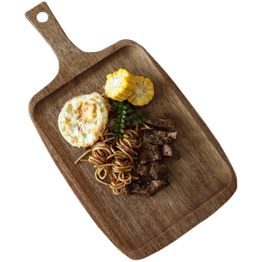 木製プレート サービングトレイ長方形木製サービングトレイ 3枚