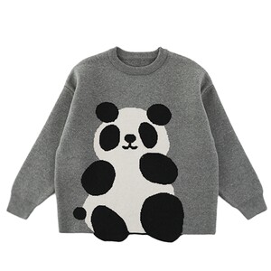 
oddtails Boys Panda Knitted Sweater 2026 Spring and Autumn New Children's Casual Pullover Anti-pilling Sweater