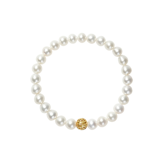 
Jingrun Caiyou 925 Silver Coin Spin Bead Design Freshwater Pearl Bracelet Pearl Bracelet Festival Gift for Women D