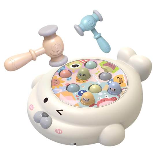 子供用もぐらたたきゲームコンソール プレスアンドプレイ 大型幼児 人間工学に基づいたベビー照明 教育玩具 親子3