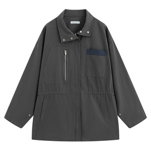 
Museum of Gravity' wink offline store same style 'plaid contrast drawstring waist windbreaker jacket