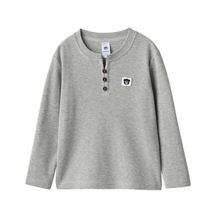 
Children's Waffle Long Sleeve T-Shirt Boys' Henley Collar Pullover Top Youth Spring and Autumn Size 175 Children's Clothing