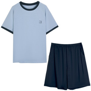 
Red bean men and women cotton Mo 10A antibacterial and anti-mite shorts with chest pads can be worn outside pajamas and home clothes set