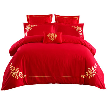 
Simple four-piece set of cotton wedding bright red sixty-eight