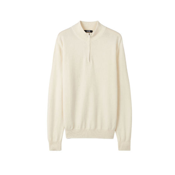 
GOBI Gobi spring and autumn solid color basic casual zipper half turtleneck cashmere men's knitted sweater top MK07