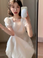 Летнее платье, юбка, ретро приталенный белый шифоновый длинный корсет, коллекция 2023, квадратный вырез