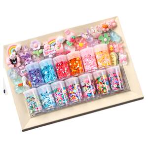 Cream glue Guka pearl sugar DIY material resin accessories patch set color bead sequins girl children cute cartoon material 3d stereo sticker ancient card tweezers estimation card full set
