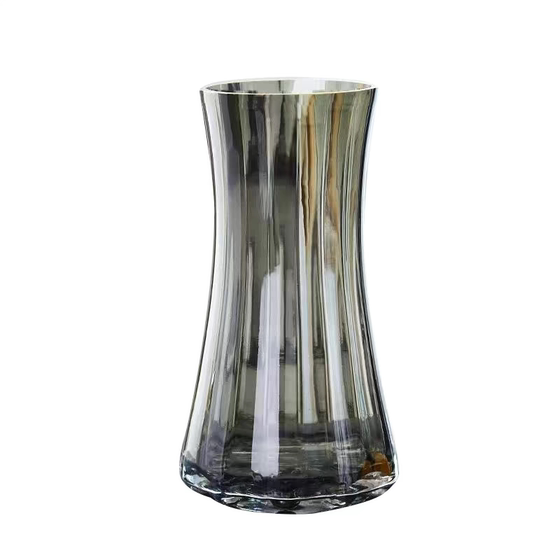 
High-end light luxury creative simple glass vase transparent water-raising flowers lily Nordic large living room flower arrangement