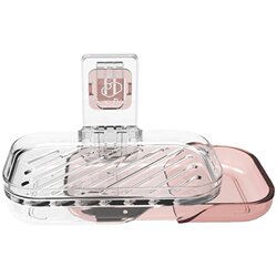 Transparent hole-free wall-mounted double drawer soap dish