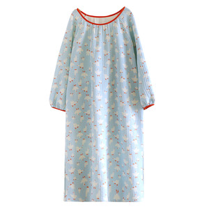 
Air cotton nightgown for women autumn and winter long-sleeved sandwich thickened pajamas 2025 new cartoon printed home wear nightgown