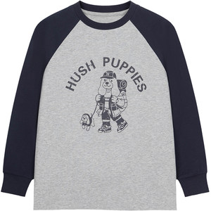 
Hush Puppies children's clothing children's long-sleeved crew neck shirt 26 spring new style boys casual loose T-shirt girls soft inner wear