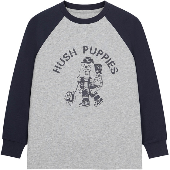 
Hush Puppies children's clothing children's long-sleeved crew neck shirt 26 spring new style boys casual loose T-shirt girls soft inner wear